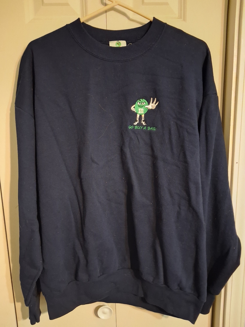 M&M'S Navy Crewneck Sweatshirt with Green M&M Embroidery